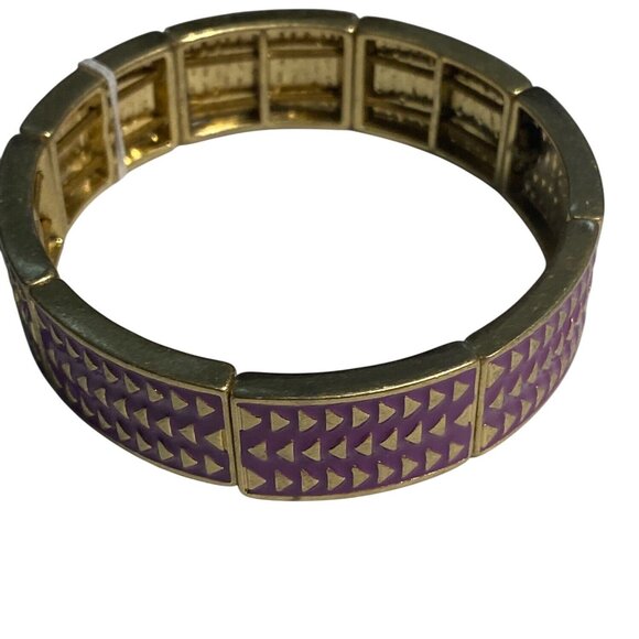 Lia Sophia Retired Purple Rhythmic Stretch Bracelet Geometric Pattern Gold Accen - Picture 4 of 7